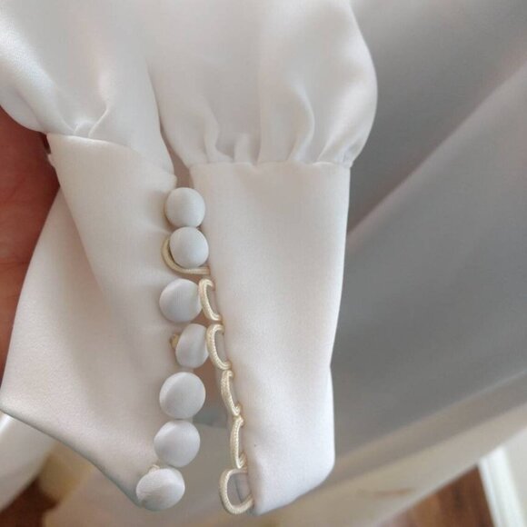 Vintage 60s Wedding Dress 35" Bust Bride Gown Daisy Lace Long Sleeves - Picture 9 of 11